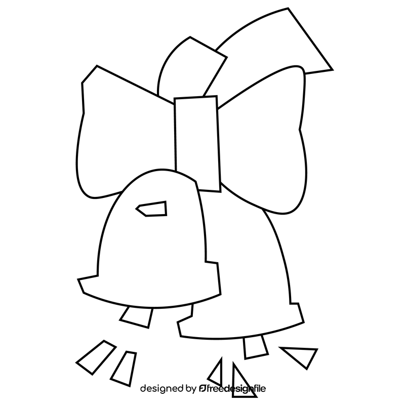 Christmas bells with bow illustration black and white clipart