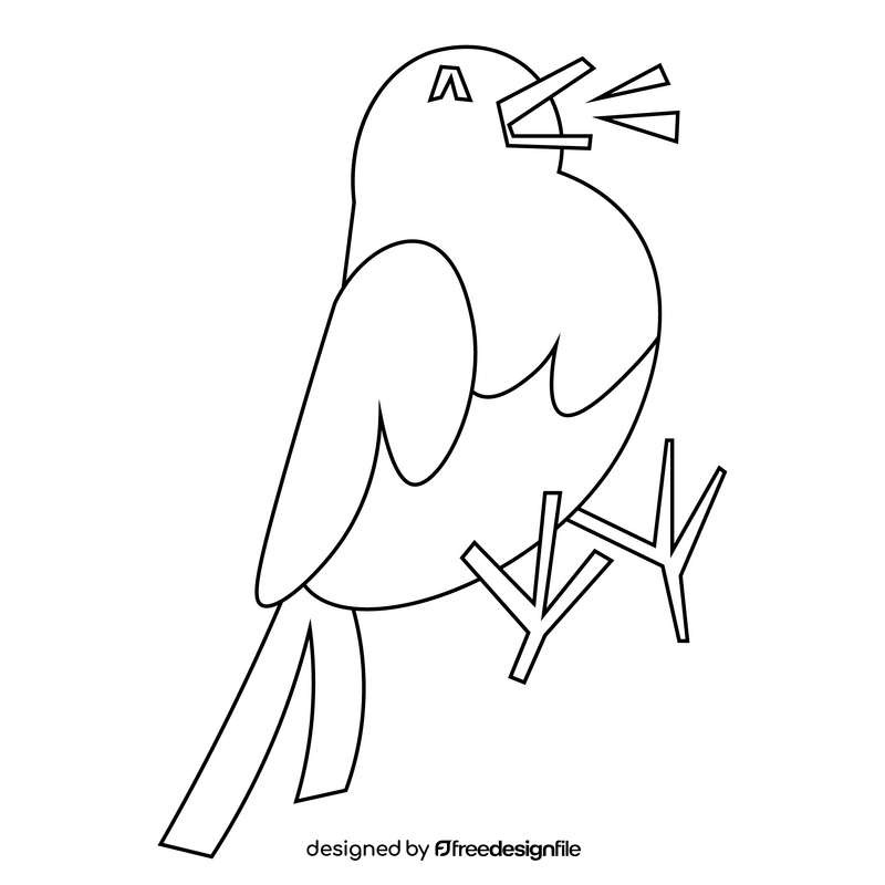 Winter bird drawing black and white clipart