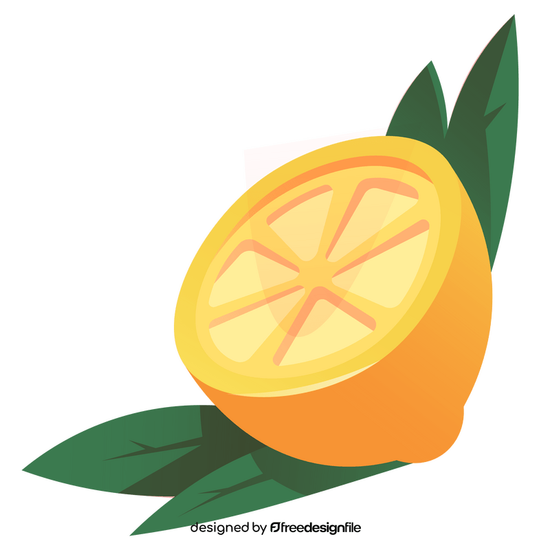 Half lemon with leaves clipart