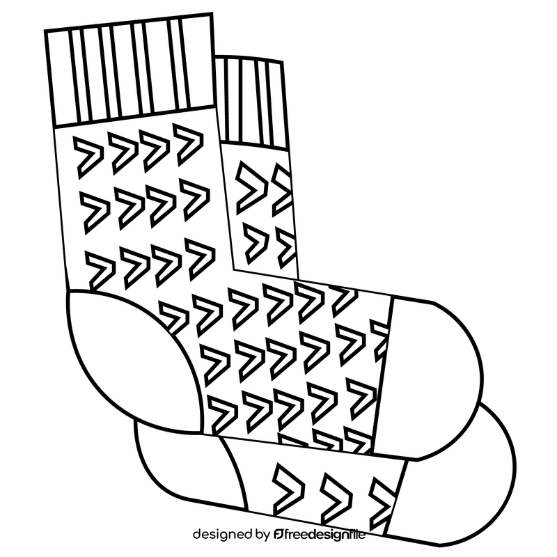 Winter socks cartoon black and white clipart