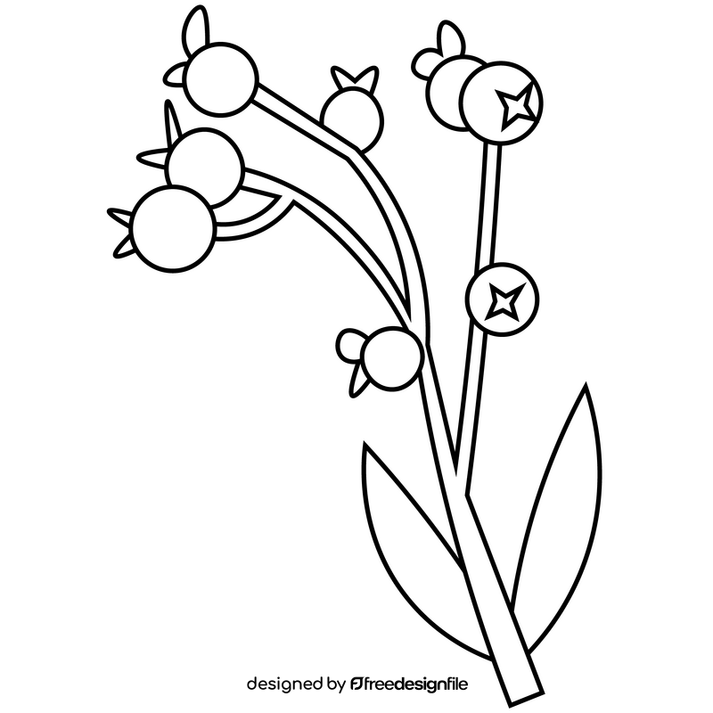 Winter berries cartoon black and white clipart