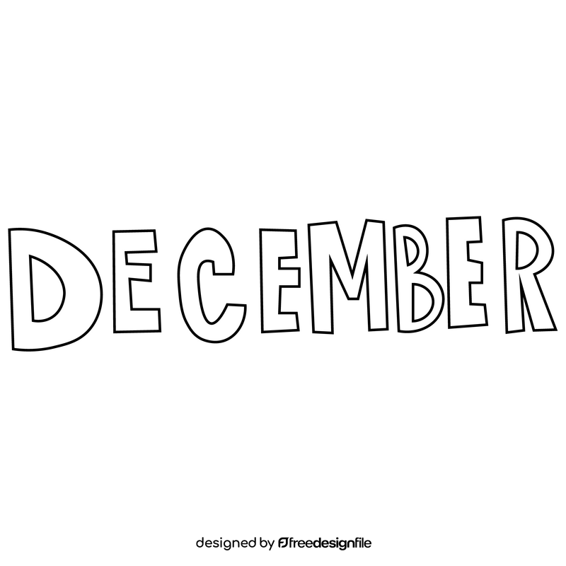 December text black and white clipart