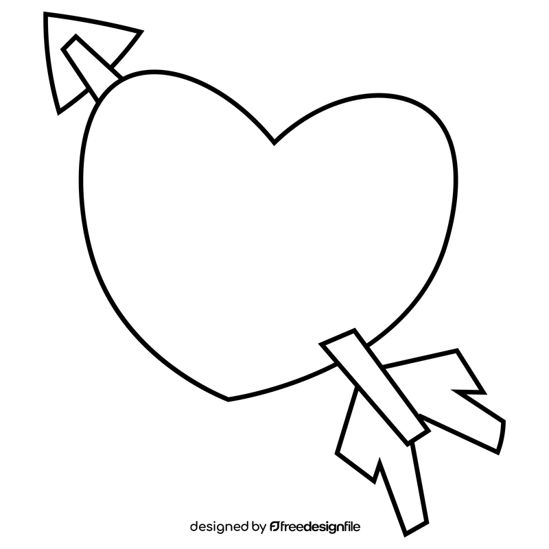 Heart with arrow, valentines day black and white clipart