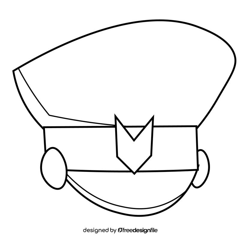 Cartoon police officer hat black and white clipart