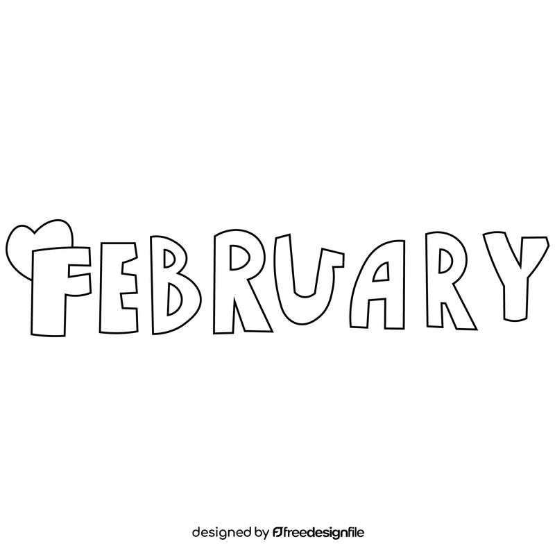 February sign illustration black and white clipart