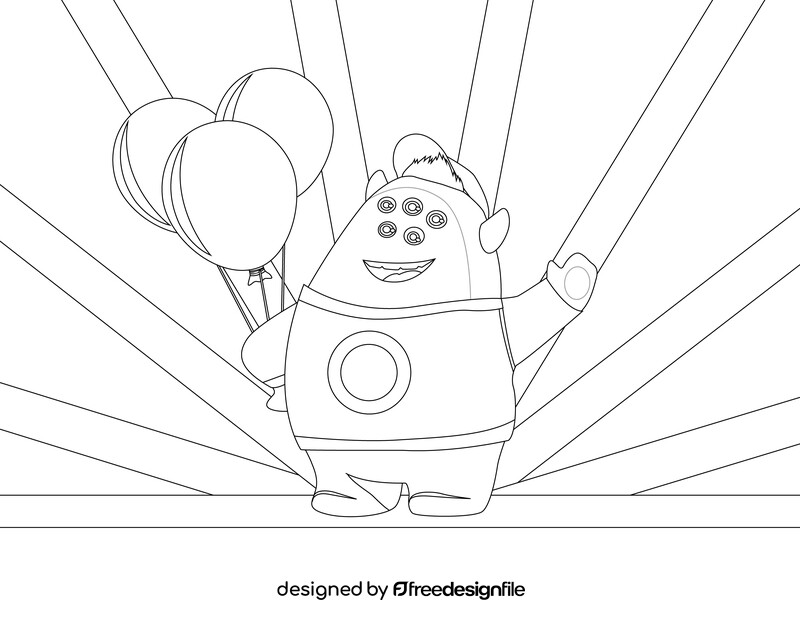 Squishy cartoon character drawing black and white vector