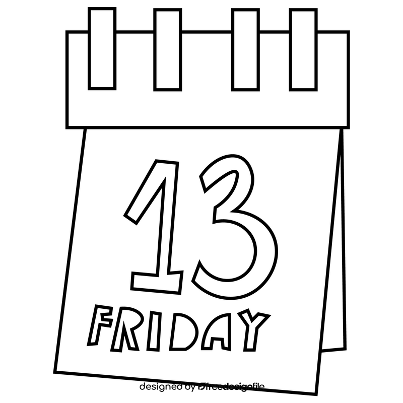 Friday the 13th calendar black and white clipart