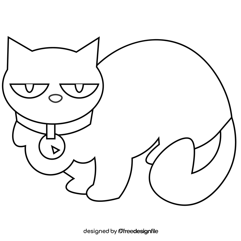 Unlucky black cat black and white clipart