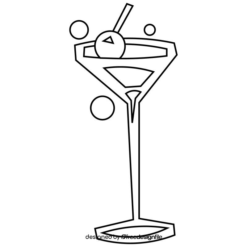 Cartoon tropical cocktail black and white clipart