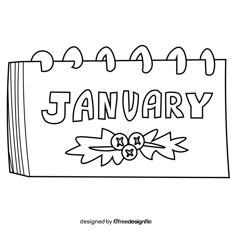 January sign cartoon black and white clipart