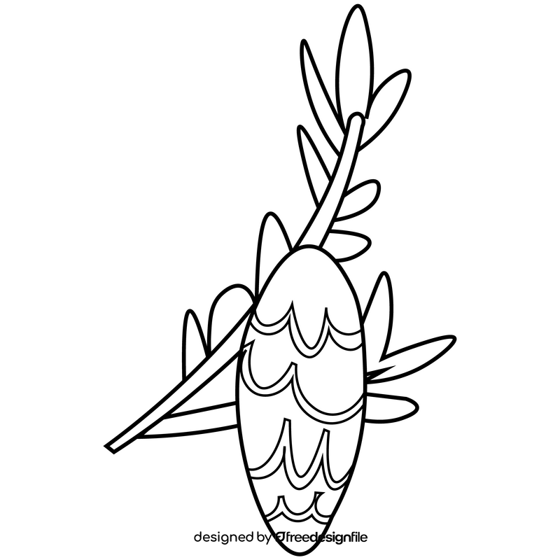 Christmas tree branch drawing black and white clipart