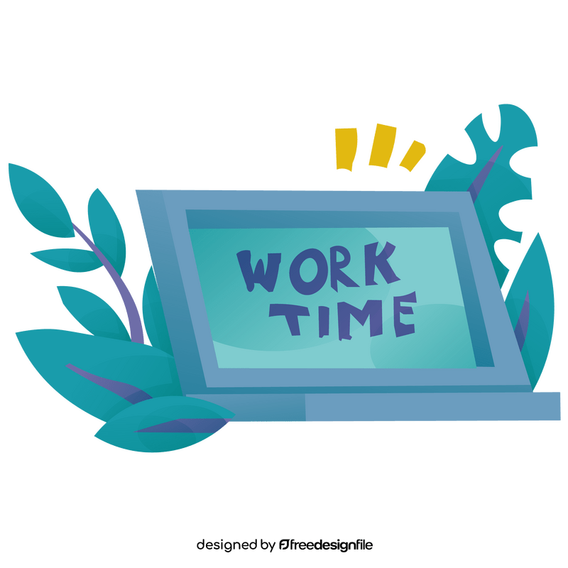 Cartoon laptop, work time clipart