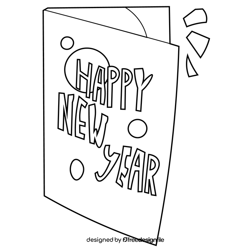 Happy new year card free black and white clipart
