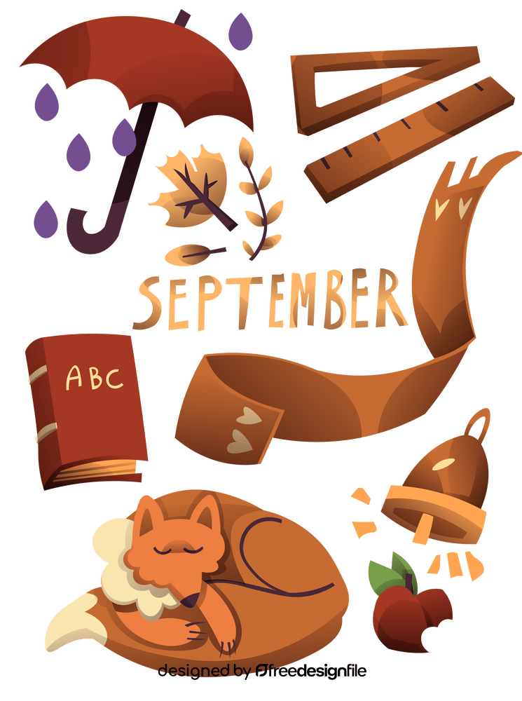 Autumn elements, september set vector