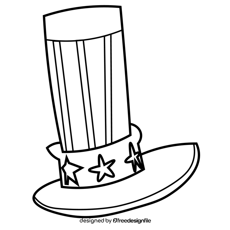 4th of july hat black and white clipart
