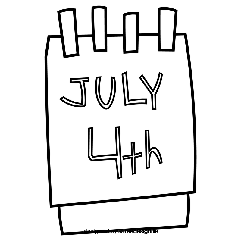 4th of July calendar free black and white clipart