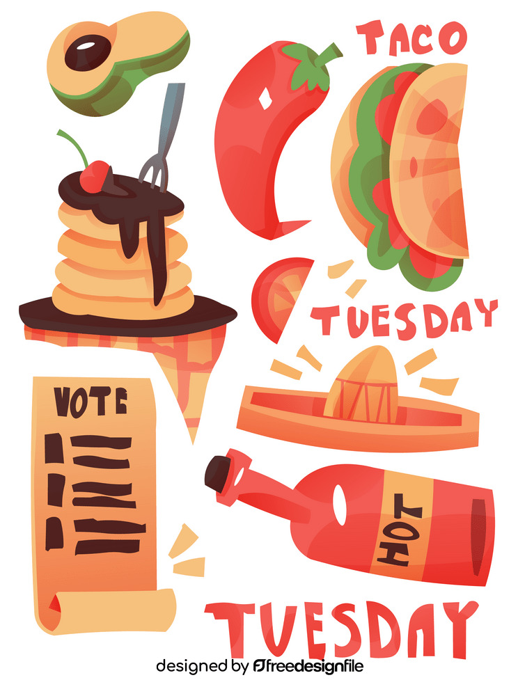 Taco Tuesday set vector