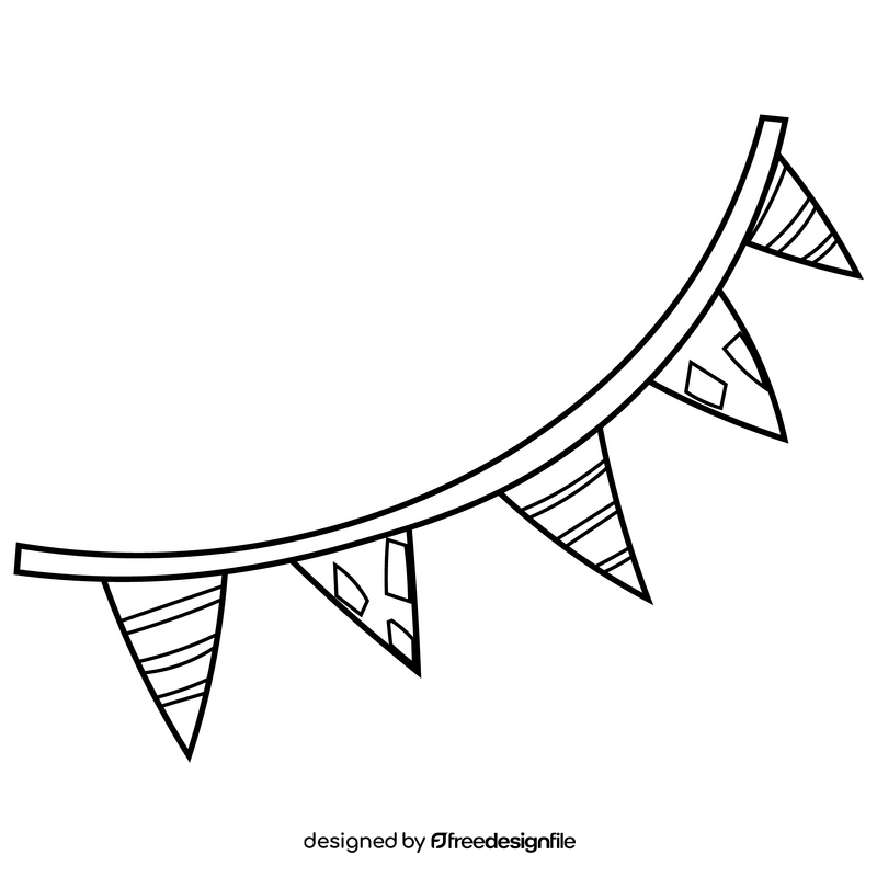 Flag garland drawing black and white clipart