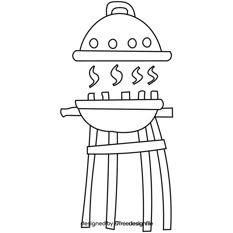 Barbecue grill illustration black and white clipart