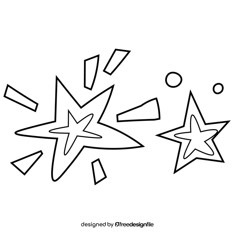 July stars black and white clipart
