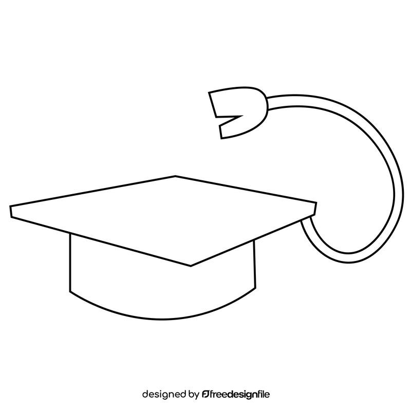 Student graduation hat drawing black and white clipart