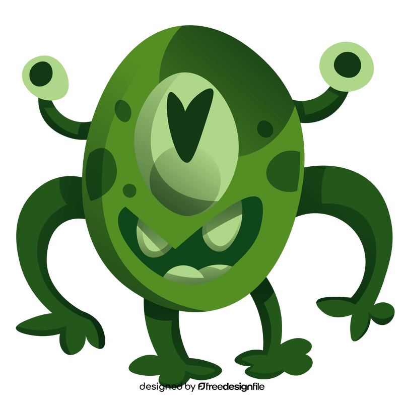 Green scary alien with one eye illustration clipart