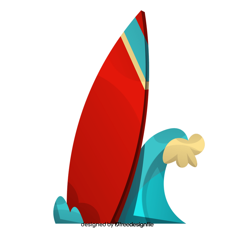 Surfboard on wave free clipart