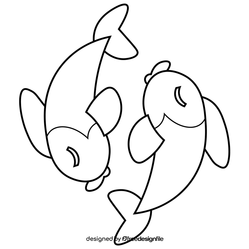 Cartoon fishes black and white clipart