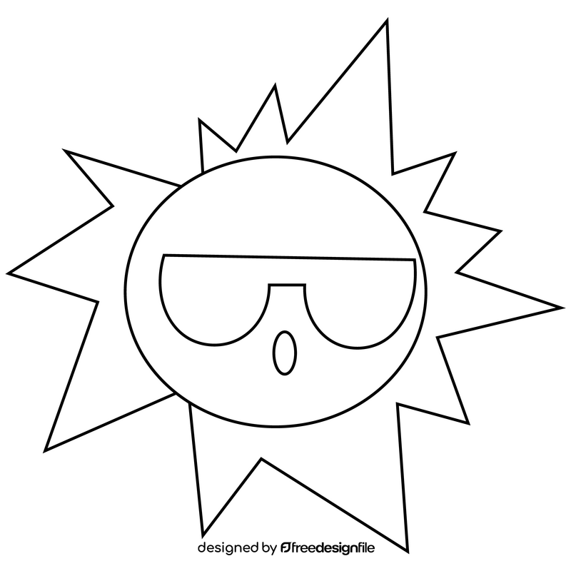 Sun cartoon drawing black and white clipart