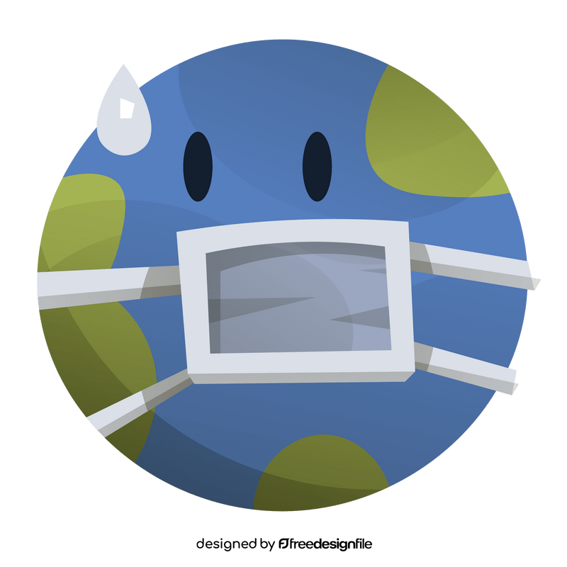 Earth wearing mask illustration clipart