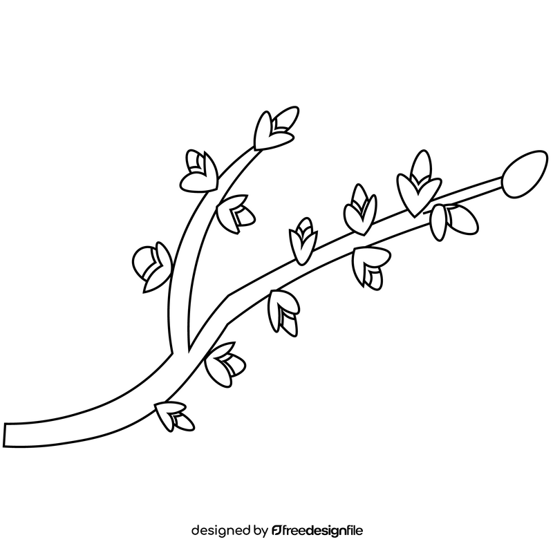 Free spring branch black and white clipart