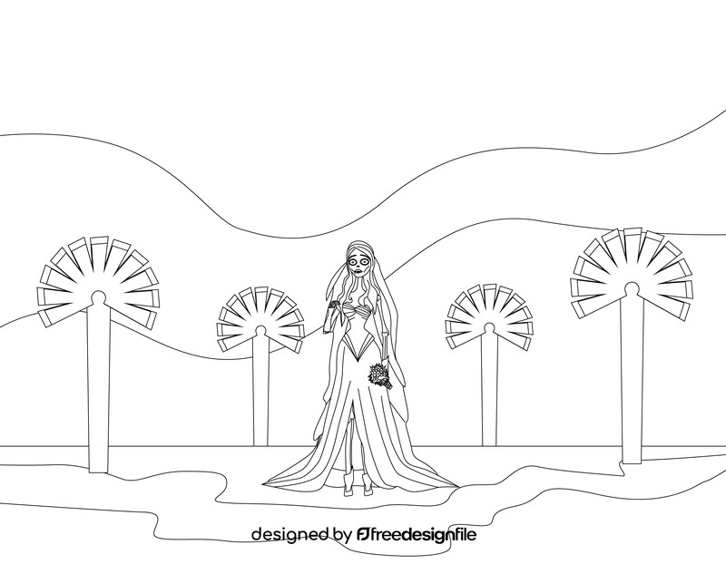 Corpse bride drawing black and white vector