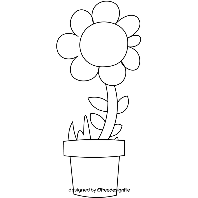Flower in a pot free black and white clipart