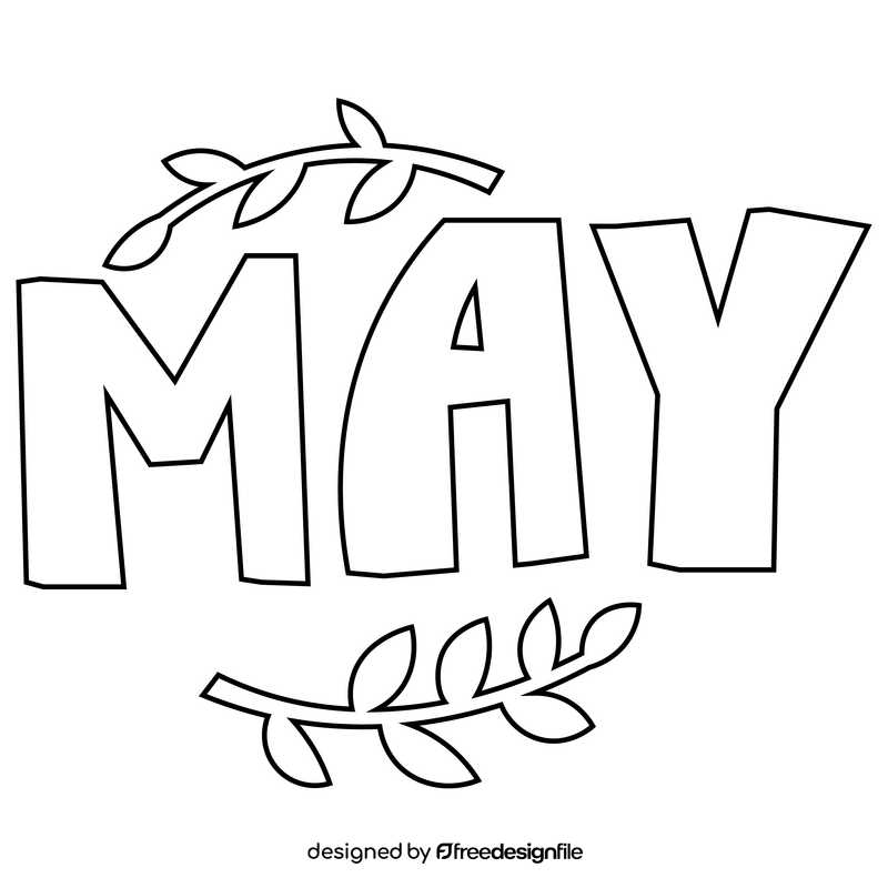 May cartoon black and white clipart