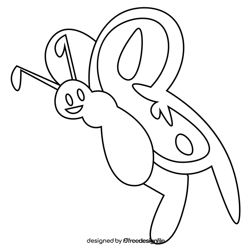 Cartoon butterfly black and white clipart