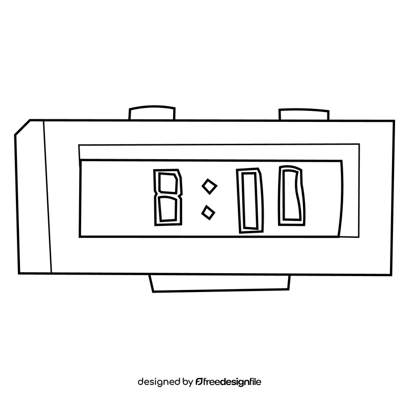 Morning digital alarm clock black and white clipart