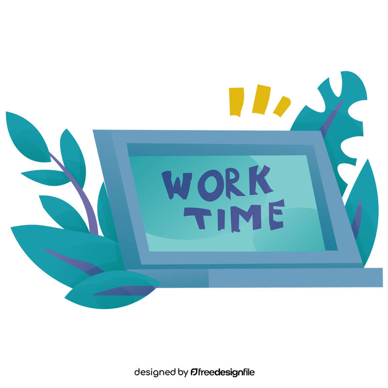 Cartoon laptop, work time clipart
