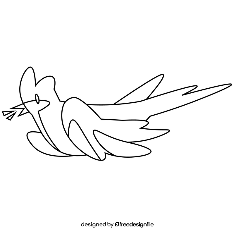 Cartoon bird black and white clipart