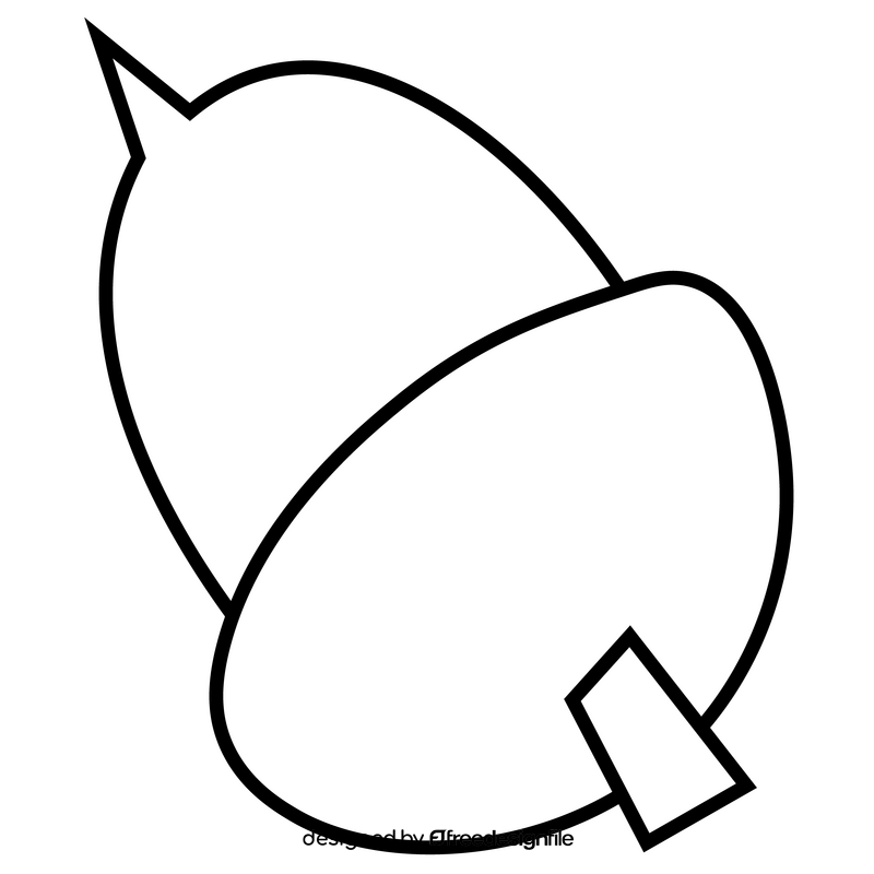 Cartoon acorn black and white clipart
