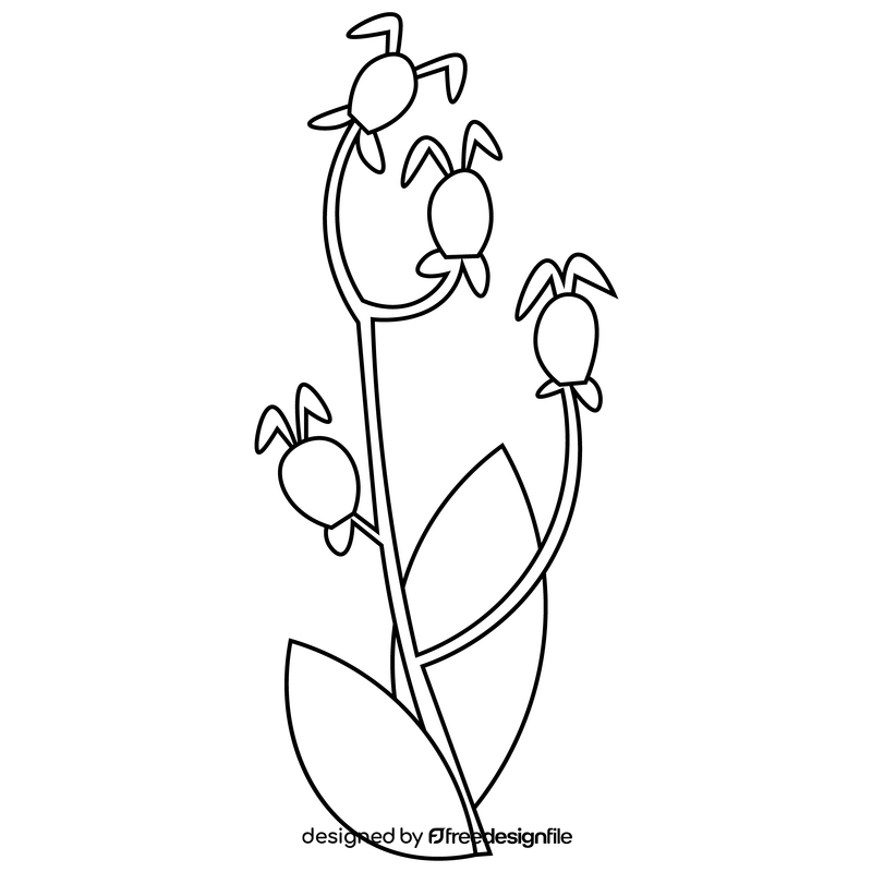 Free rosehip black and white clipart