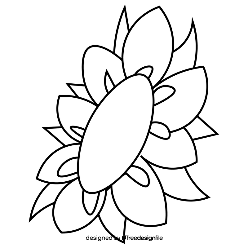 Sunflower cartoon black and white clipart