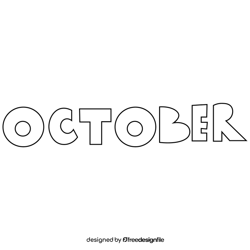 Month of october black and white clipart