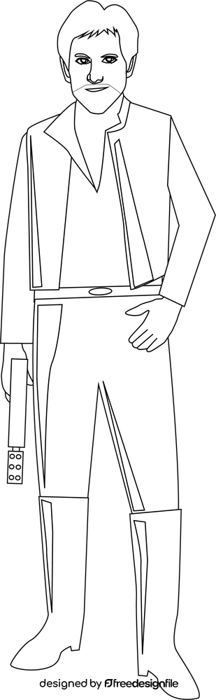 Han Solo black and white clipart