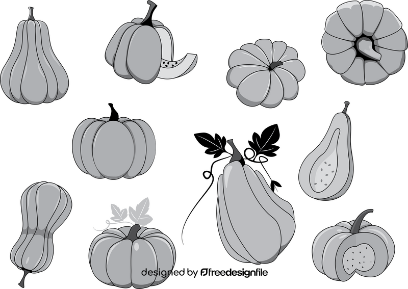 Pumpkin in Grayscale vector