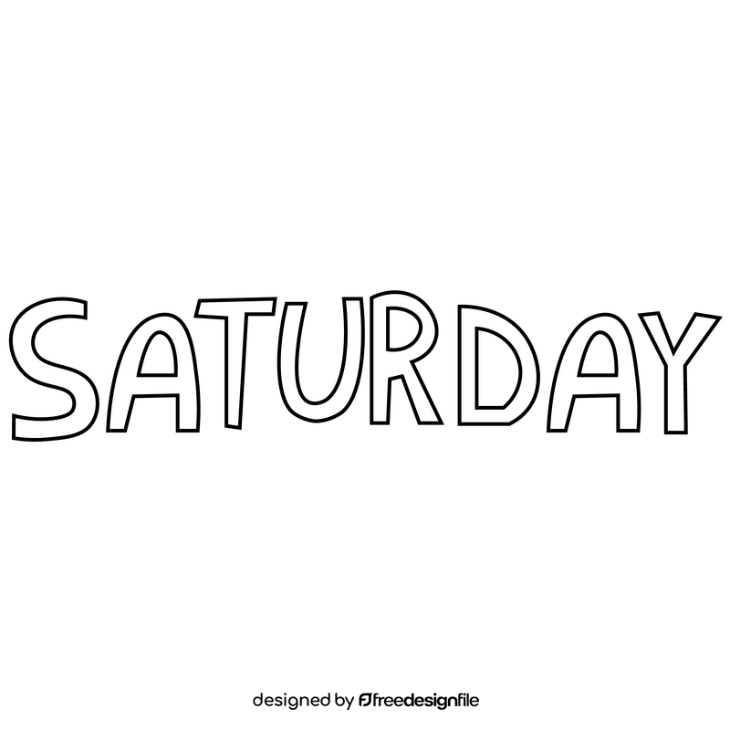 Saturday black and white clipart