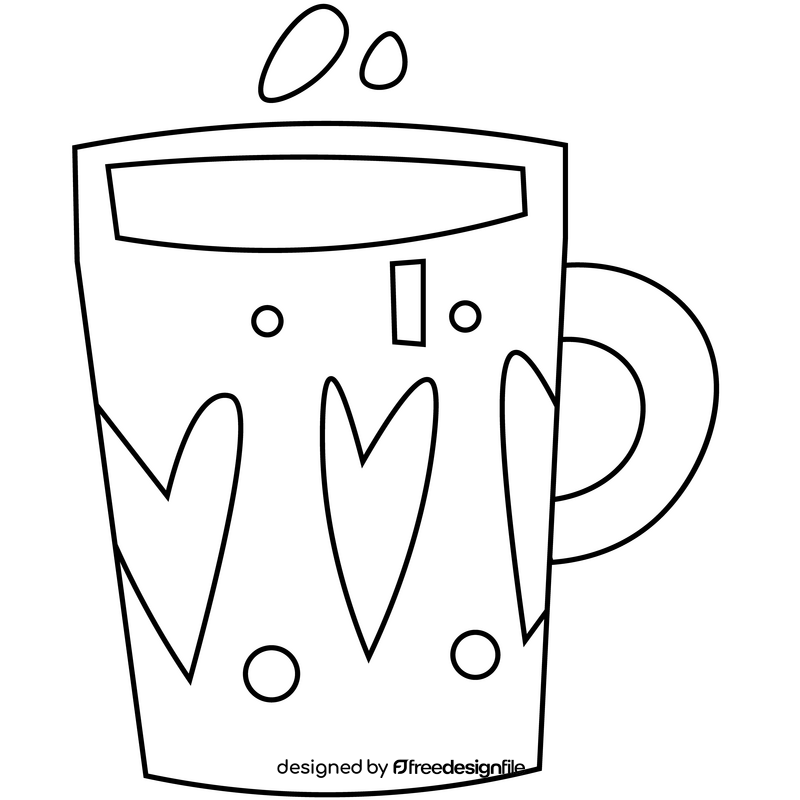 Free mug cup drawing black and white clipart