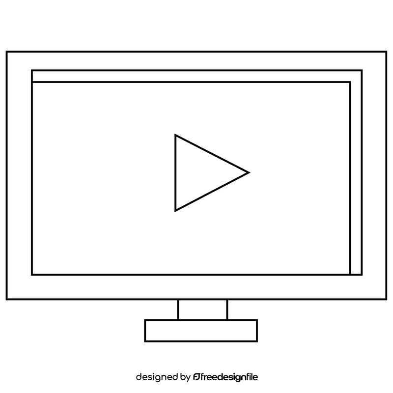 TV illustration, cartoon television black and white clipart