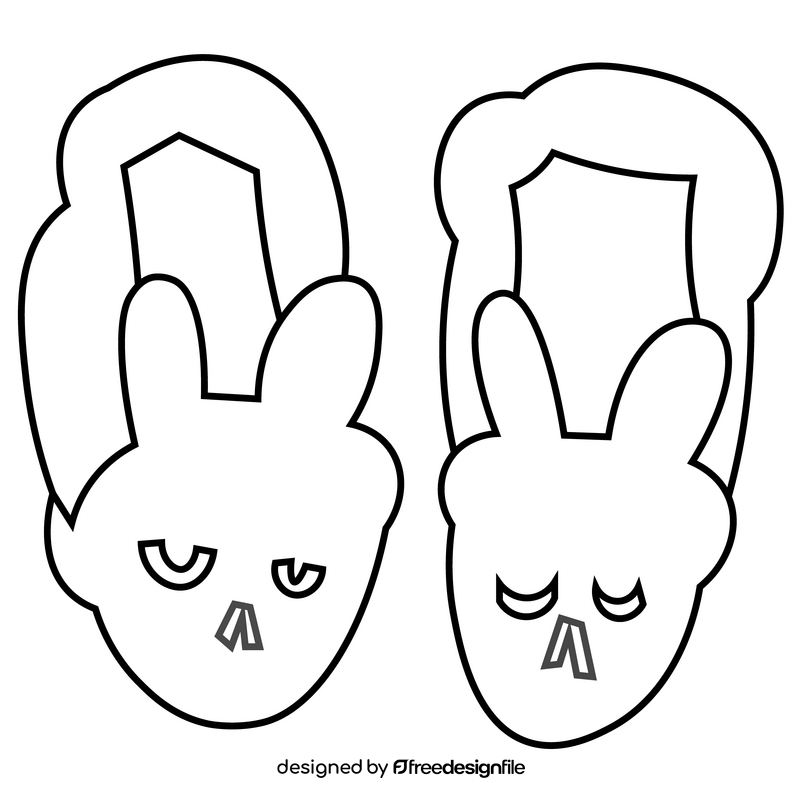 Cute female slippers black and white clipart