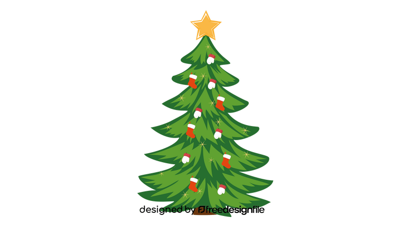 Decorated Christmas Tree with a Star on Top clipart