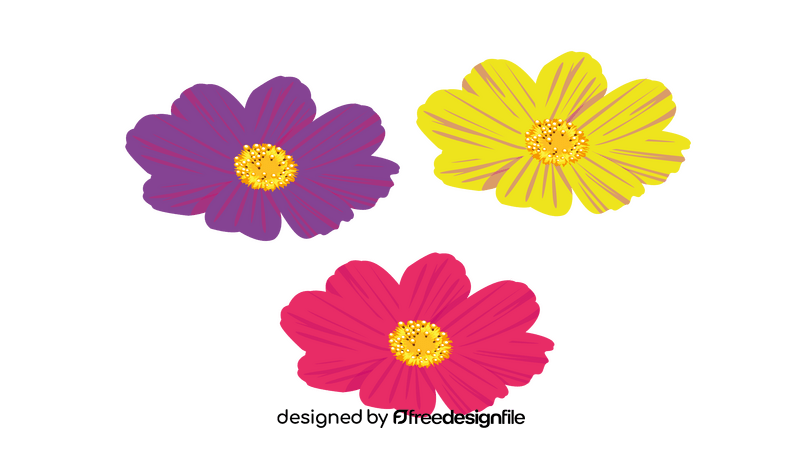 Purple, Yellow, and Pink Flowers clipart